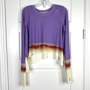 FREE PEOPLE FP Movement Tempo Printed Long Sleeve Tee NEW Size M Lilac Mist